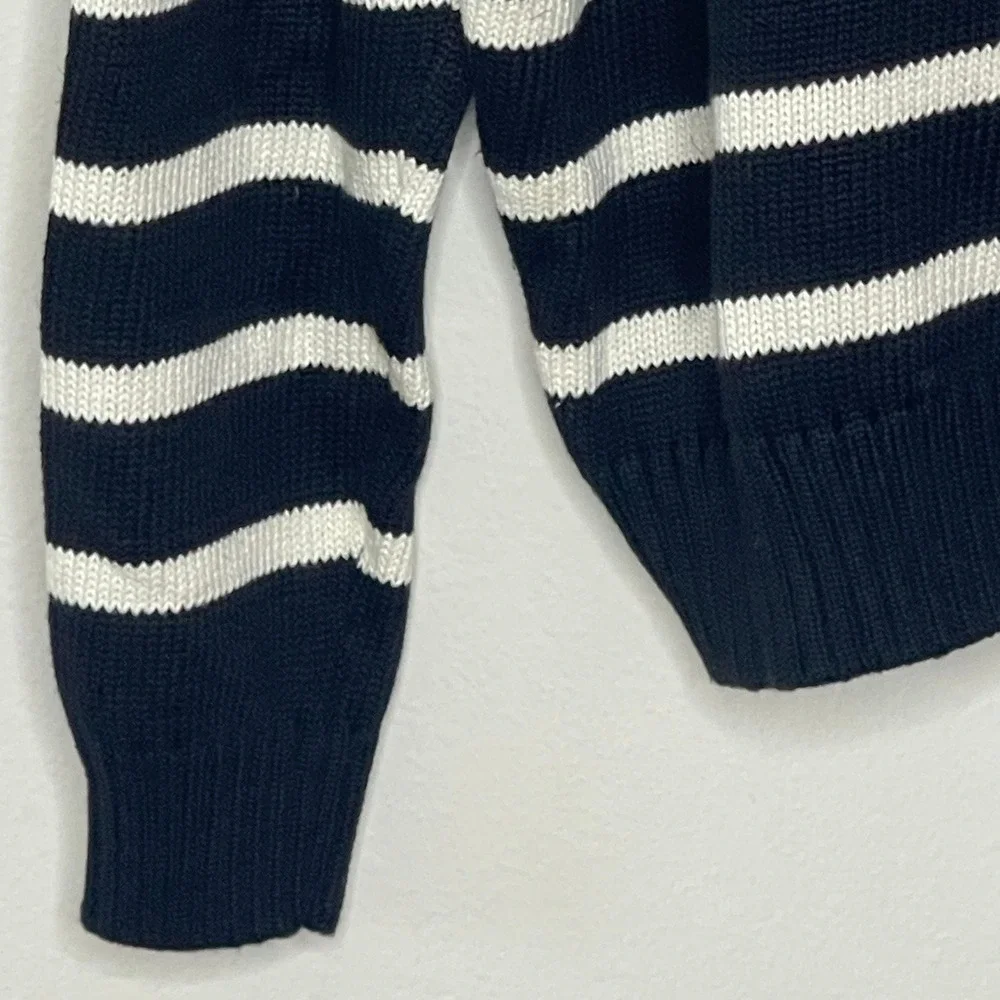 Polo Ralph Lauren Mens XL Striped Cotton Knit Crewneck Sweater‎  Black White